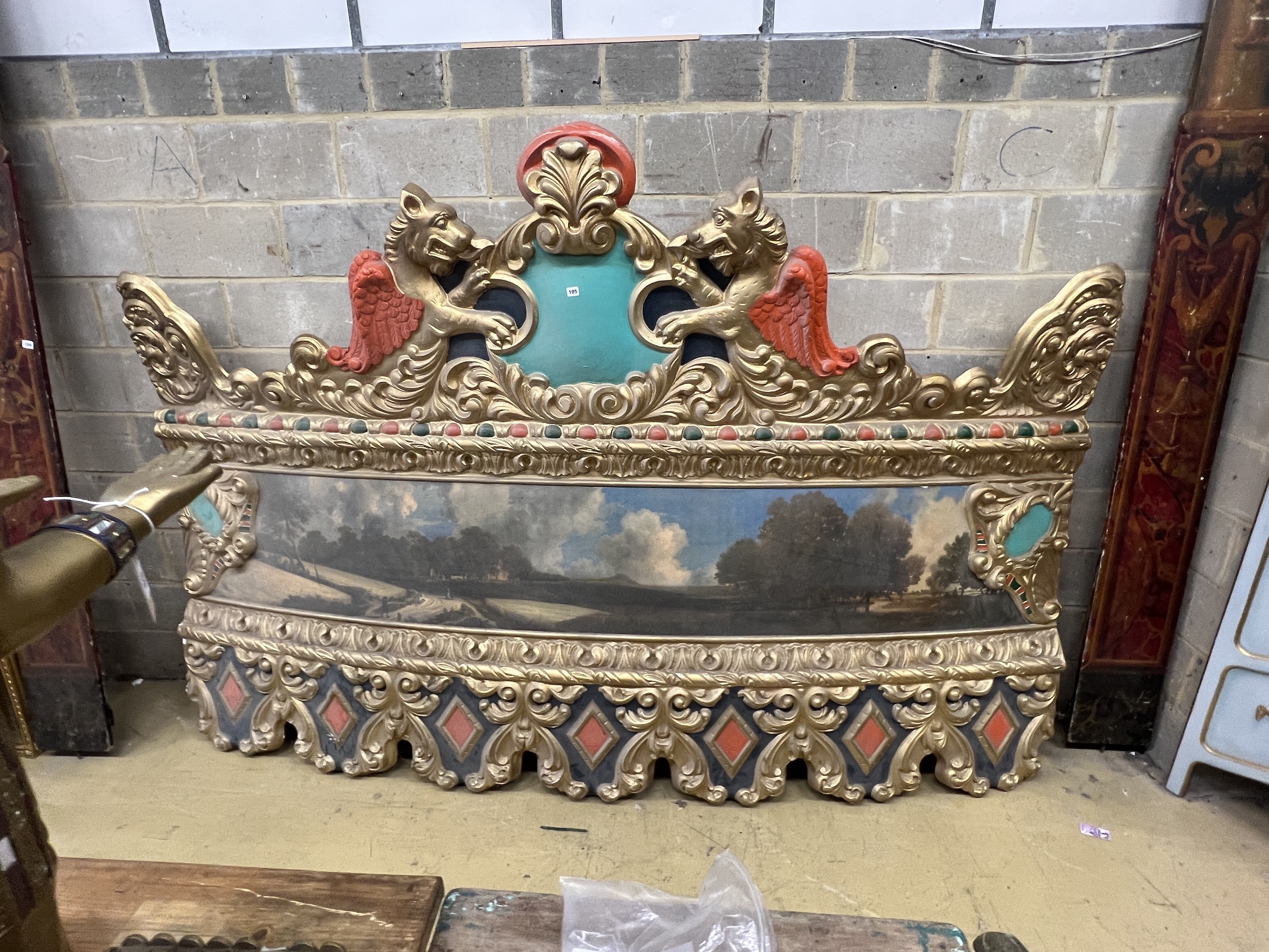 A painted fibreglass fairground panel, width 303cm, height 196cm